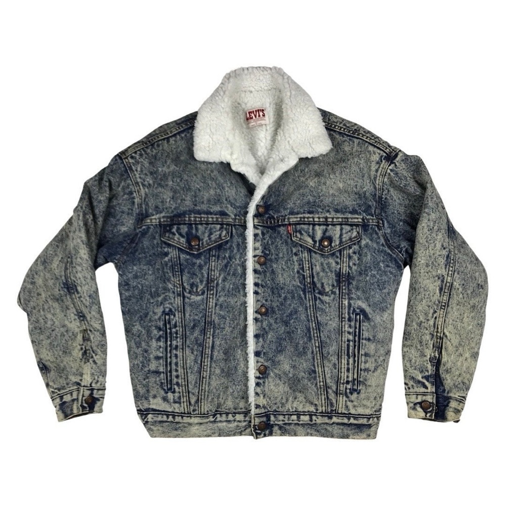 Levi's Acid Wash Denim Jacket with Sherpa Lining